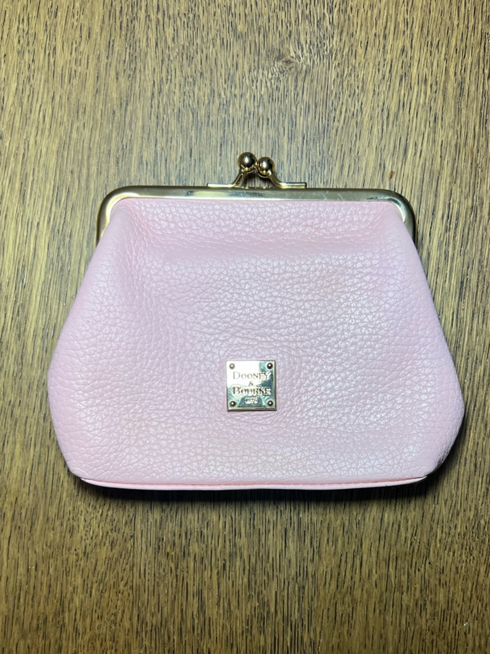 Dooney & Bourke Light Pink Pebbled Leather Kiss-Lock Coin Purse
